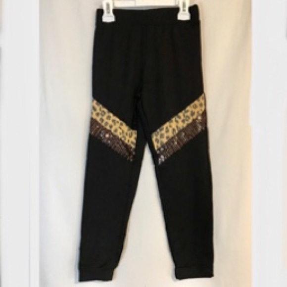 NWT Girls Black and Animal Print Sweatsuit- size 8 - Picture 8 of 12
